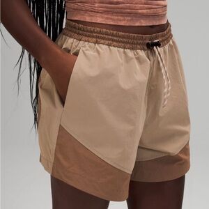 Lululemon Athletica Tan and Brown Athletic Shorts